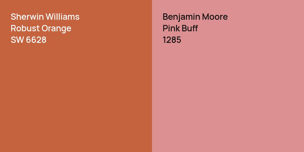 Sherwin Williams Robust Orange vs. Benjamin Moore Pink Buff