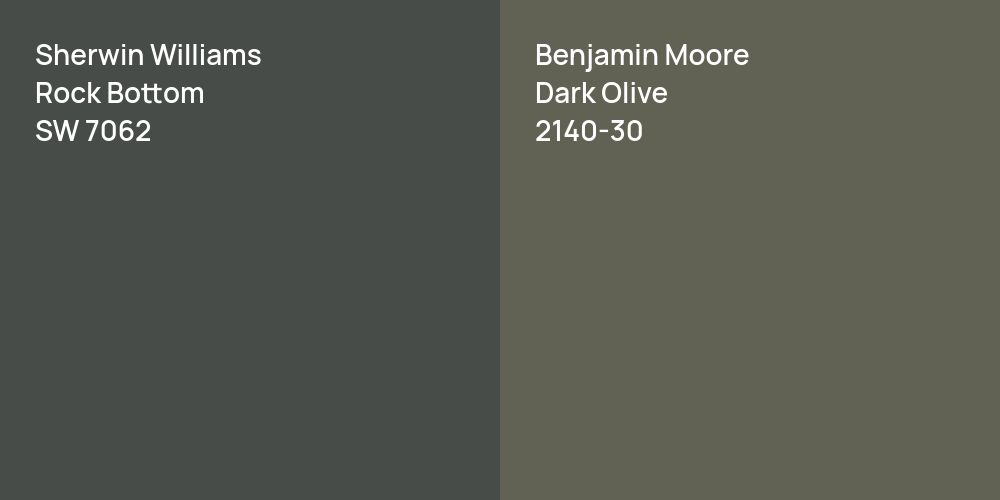 Sherwin Williams Rock Bottom vs. Benjamin Moore Dark Olive