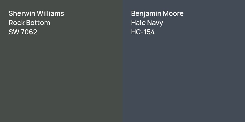 Sherwin Williams Rock Bottom vs. Benjamin Moore Hale Navy