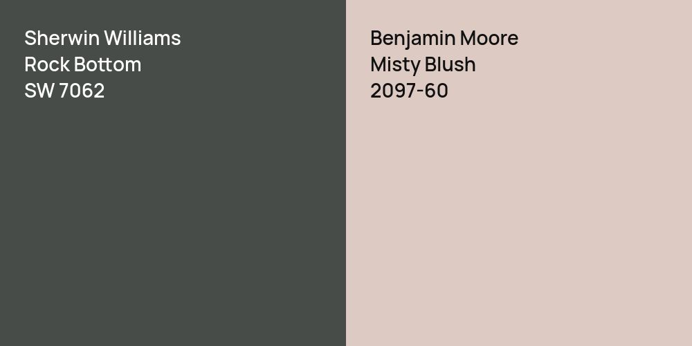 Sherwin Williams Rock Bottom vs. Benjamin Moore Misty Blush