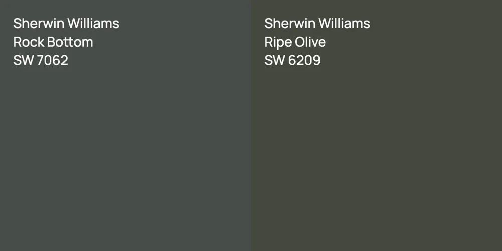 Sherwin Williams Rock Bottom vs. Sherwin Williams Ripe Olive