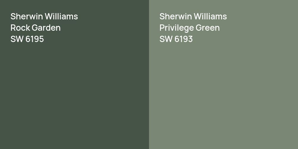 Sherwin Williams Rock Garden vs. Sherwin Williams Privilege Green