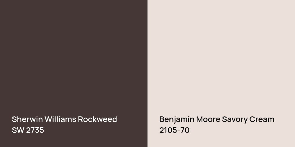 Sherwin Williams Rockweed vs. Benjamin Moore Savory Cream