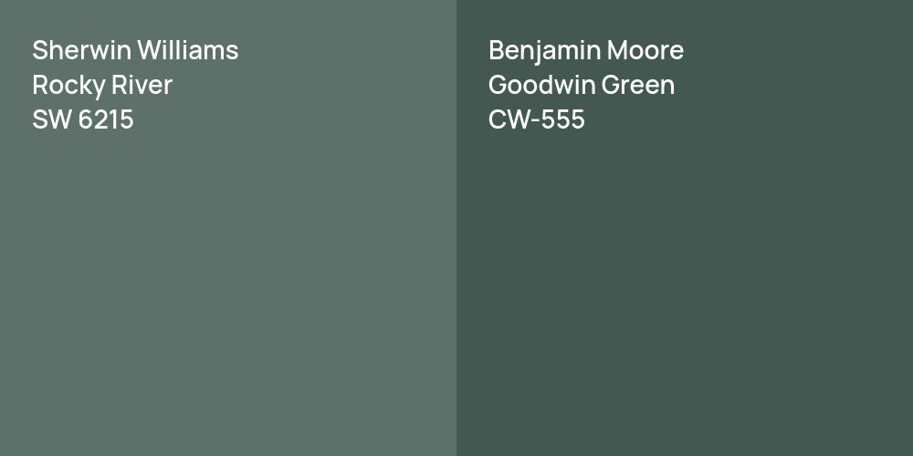 Sherwin Williams Rocky River vs. Benjamin Moore Goodwin Green