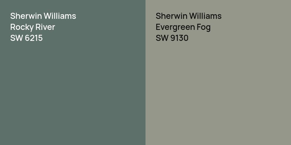 Sherwin Williams Rocky River vs. Sherwin Williams Evergreen Fog