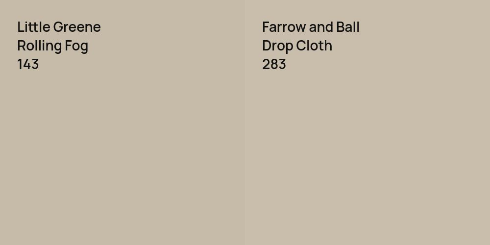 Little Greene Rolling Fog vs. Farrow and Ball Drop Cloth