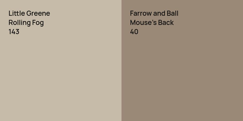 Little Greene Rolling Fog vs. Farrow and Ball Mouse's Back