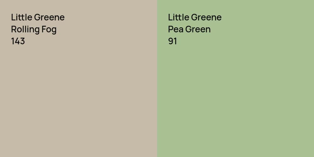 Little Greene Rolling Fog vs. Little Greene Pea Green