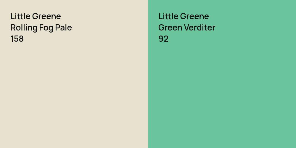 Little Greene Rolling Fog Pale vs. Little Greene Green Verditer