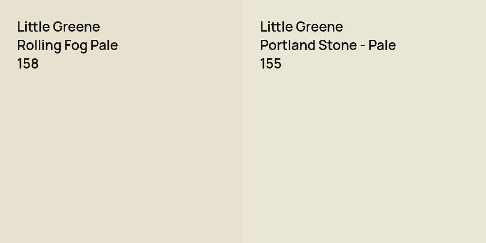 Little Greene Rolling Fog Pale vs. Little Greene Portland Stone - Pale