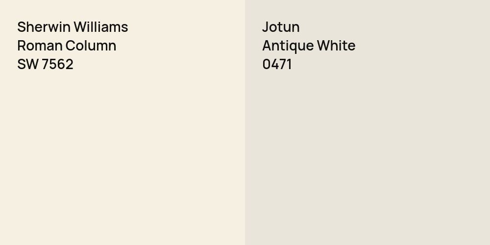 Sherwin Williams Roman Column vs. Jotun Antique White