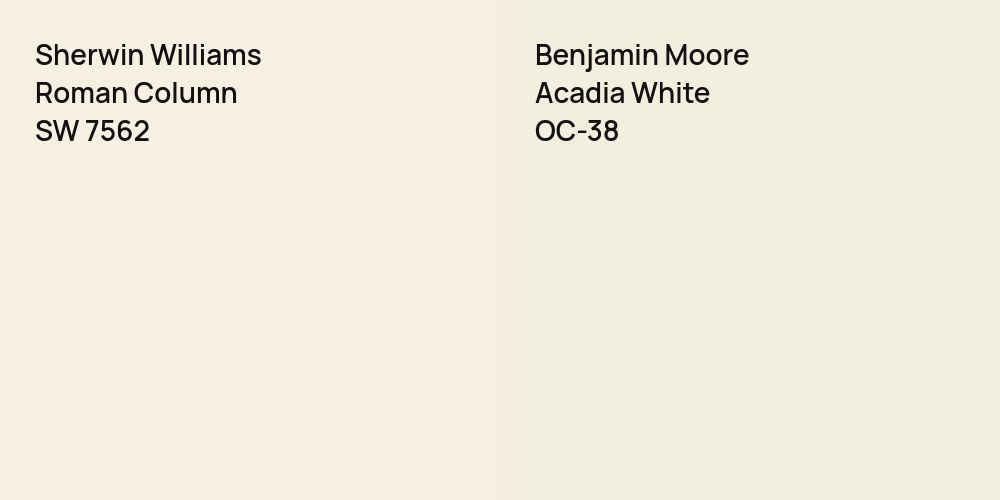 Sherwin Williams Roman Column vs. Benjamin Moore Acadia White