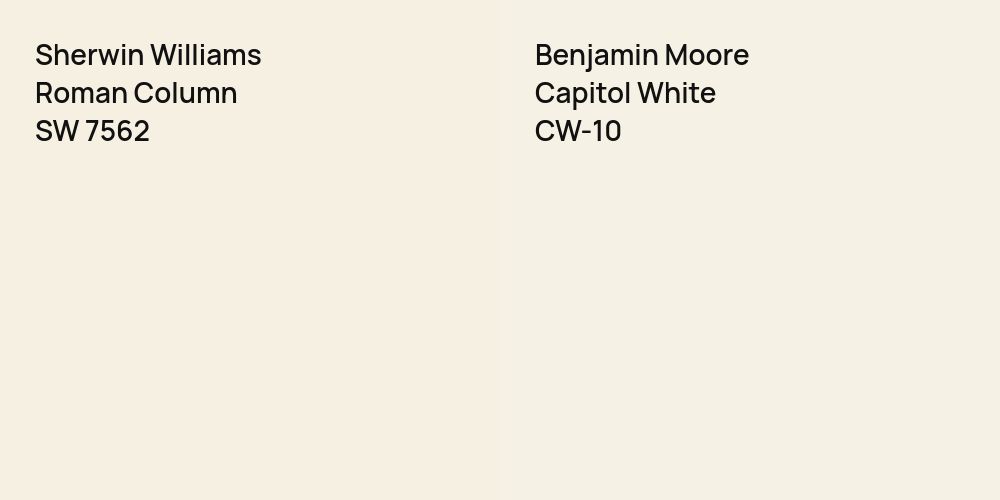 Sherwin Williams Roman Column vs. Benjamin Moore Capitol White