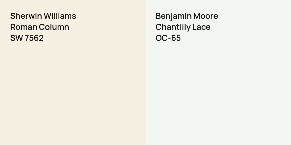 Sherwin Williams Roman Column vs. Benjamin Moore Chantilly Lace