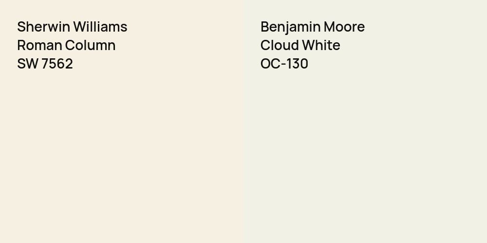 Sherwin Williams Roman Column vs. Benjamin Moore Cloud White