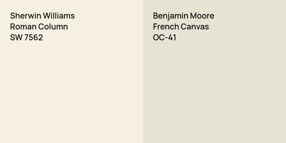 Sherwin Williams Roman Column vs. Benjamin Moore French Canvas