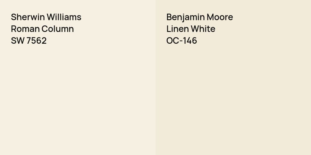 Sherwin Williams Roman Column vs. Benjamin Moore Linen White