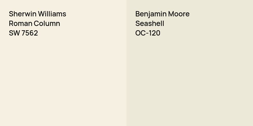 Sherwin Williams Roman Column vs. Benjamin Moore Seashell