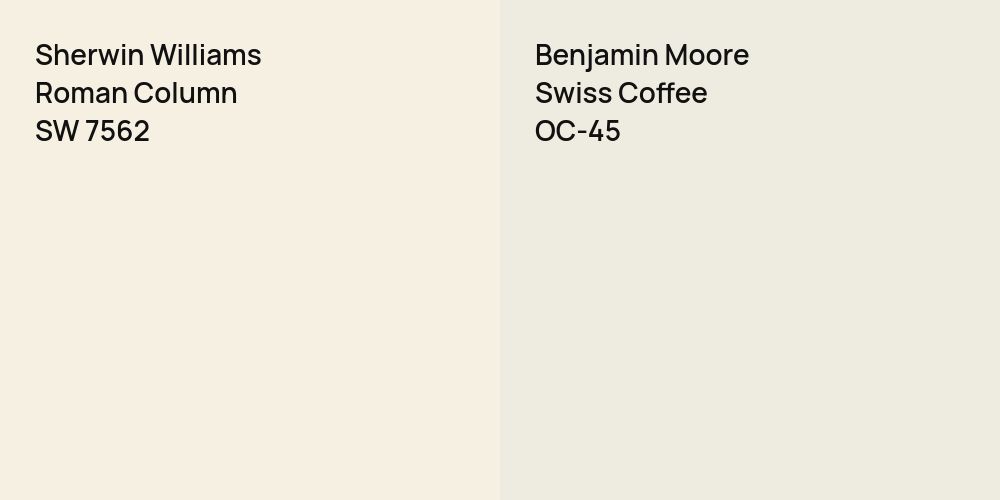 Sherwin Williams Roman Column vs. Benjamin Moore Swiss Coffee