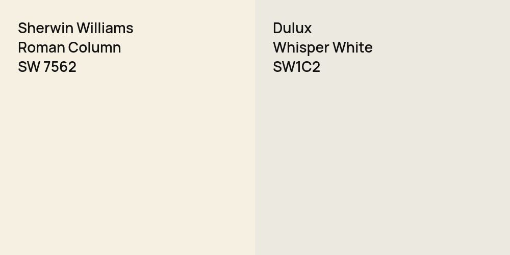 Sherwin Williams Roman Column vs. Dulux Whisper White