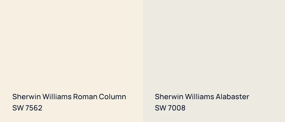 Sherwin Williams Roman Column SW 7562 vs Sherwin Williams Alabaster SW 7008