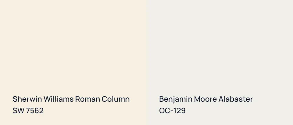 Sherwin Williams Roman Column SW 7562 vs Benjamin Moore Alabaster OC-129