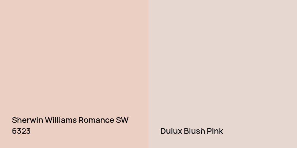 Sherwin Williams Romance vs. Dulux Blush Pink