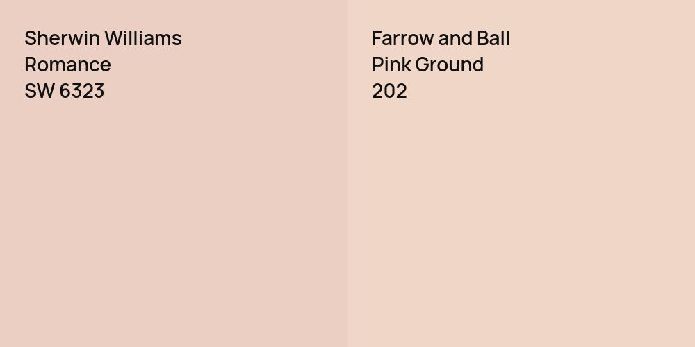 Sherwin Williams Romance vs. Farrow and Ball Pink Ground