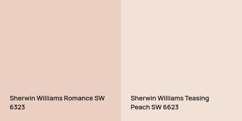 Sherwin Williams Romance vs. Sherwin Williams Teasing Peach