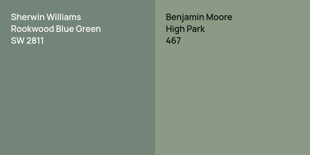 Sherwin Williams Rookwood Blue Green vs. Benjamin Moore High Park