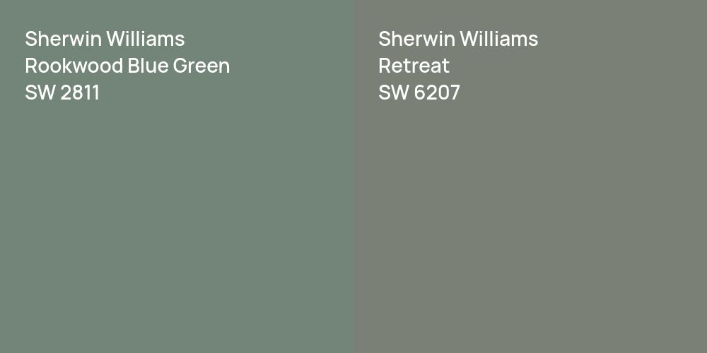 Sherwin Williams Rookwood Blue Green vs. Sherwin Williams Retreat