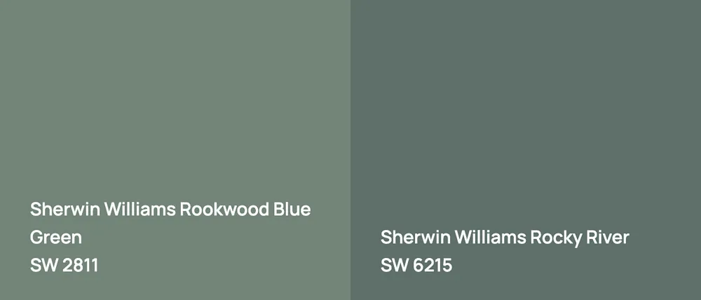 Sherwin Williams Rookwood Blue Green SW 2811 vs Sherwin Williams Rocky River SW 6215