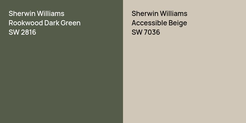 Sherwin Williams Rookwood Dark Green vs. Sherwin Williams Accessible Beige