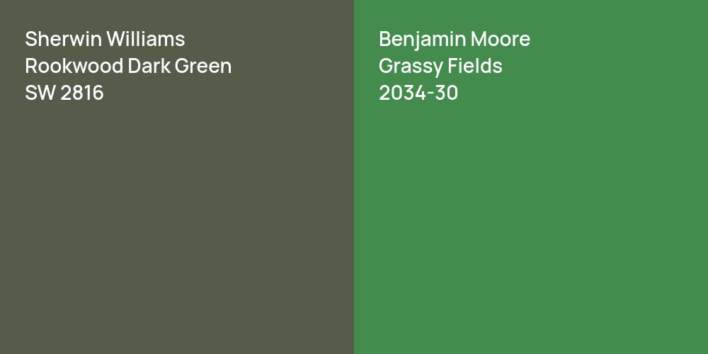 Sherwin Williams Rookwood Dark Green vs. Benjamin Moore Grassy Fields