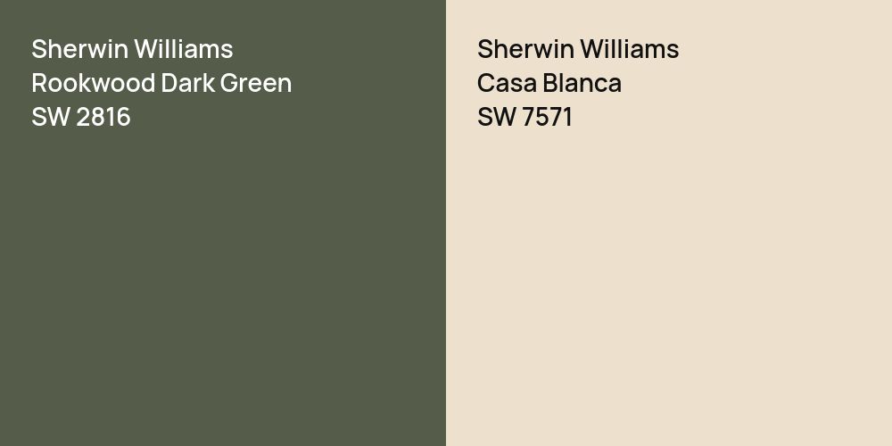 Sherwin Williams Rookwood Dark Green vs. Sherwin Williams Casa Blanca