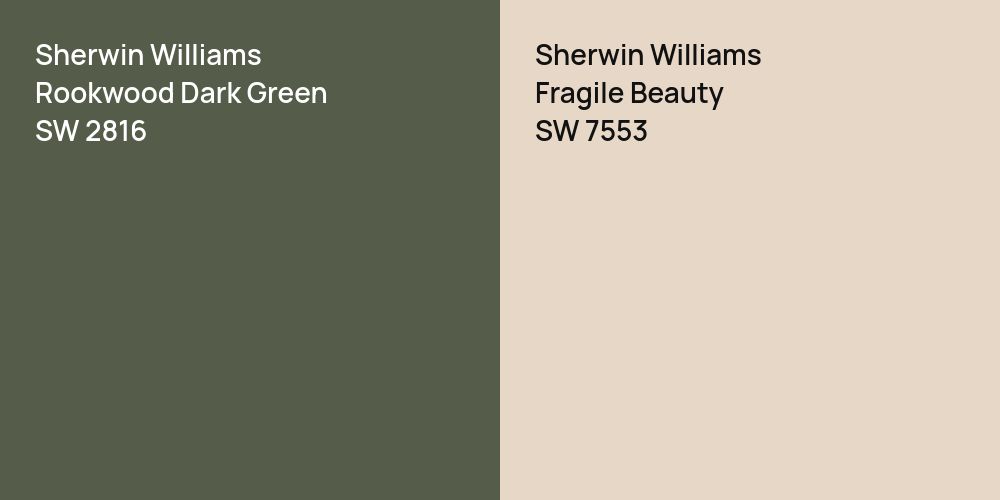 Sherwin Williams Rookwood Dark Green vs. Sherwin Williams Fragile Beauty