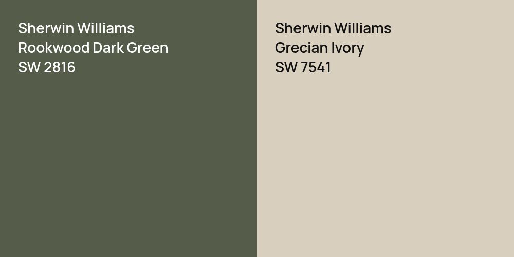 Sherwin Williams Rookwood Dark Green vs. Sherwin Williams Grecian Ivory