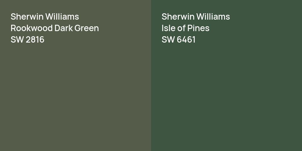 Sherwin Williams Rookwood Dark Green vs. Sherwin Williams Isle of Pines