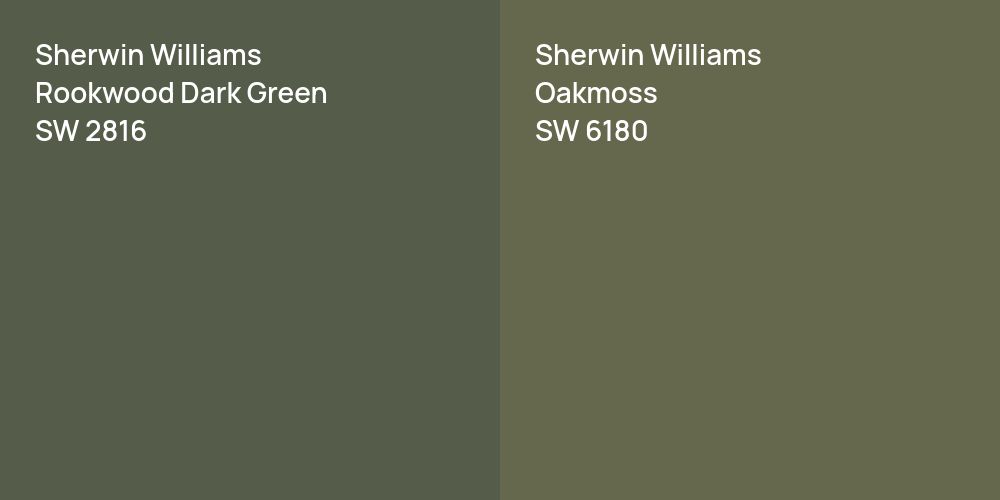 Sherwin Williams Rookwood Dark Green vs. Sherwin Williams Oakmoss