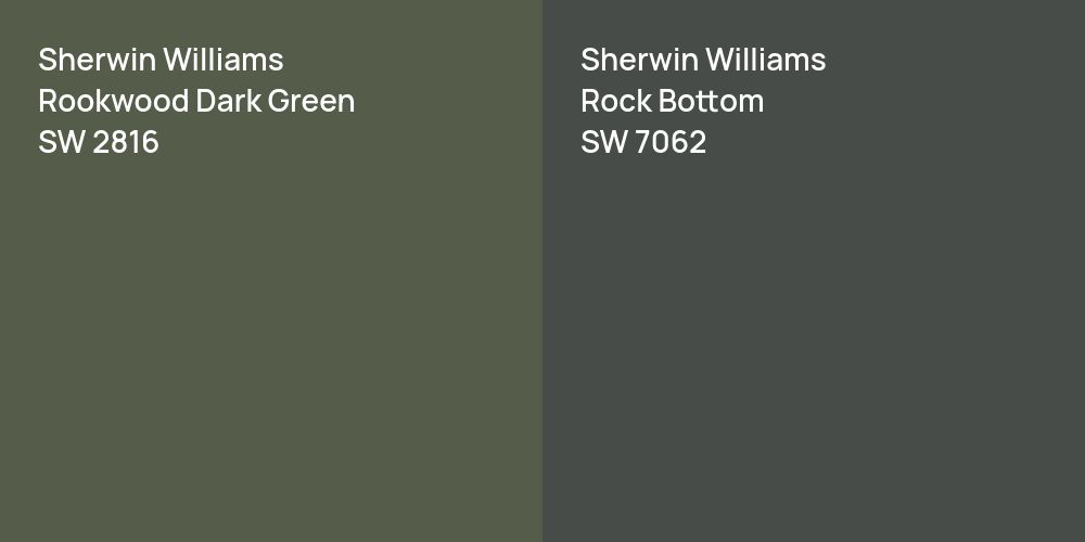 Sherwin Williams Rookwood Dark Green vs. Sherwin Williams Rock Bottom