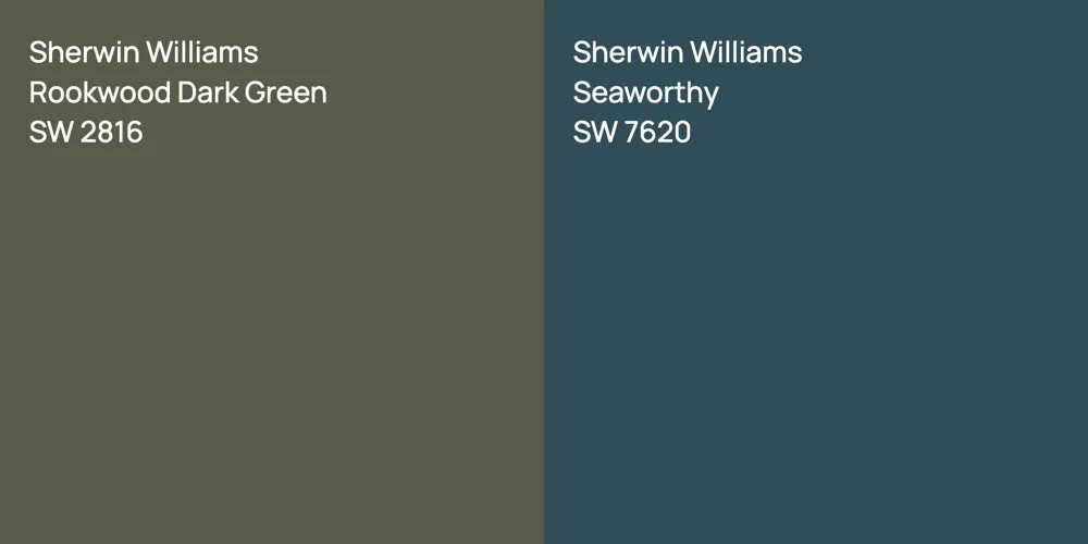 Sherwin Williams Rookwood Dark Green vs. Sherwin Williams Seaworthy