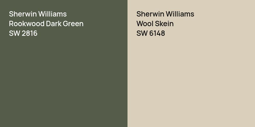 Sherwin Williams Rookwood Dark Green vs. Sherwin Williams Wool Skein