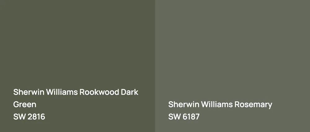 Sherwin Williams Rookwood Dark Green SW 2816 vs Sherwin Williams Rosemary SW 6187