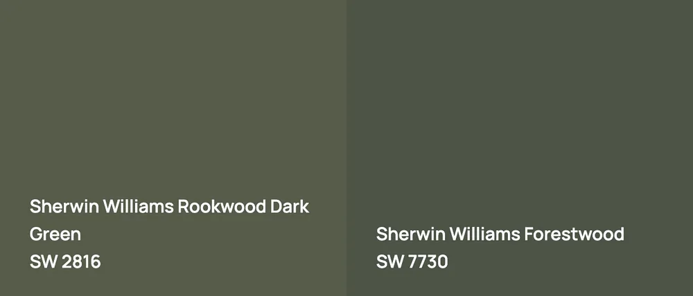 Sherwin Williams Rookwood Dark Green SW 2816 vs Sherwin Williams Forestwood SW 7730