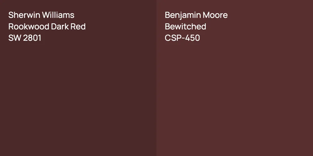 Sherwin Williams Rookwood Dark Red vs. Benjamin Moore Bewitched