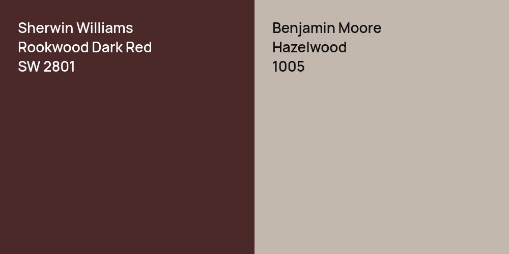 Sherwin Williams Rookwood Dark Red vs. Benjamin Moore Hazelwood