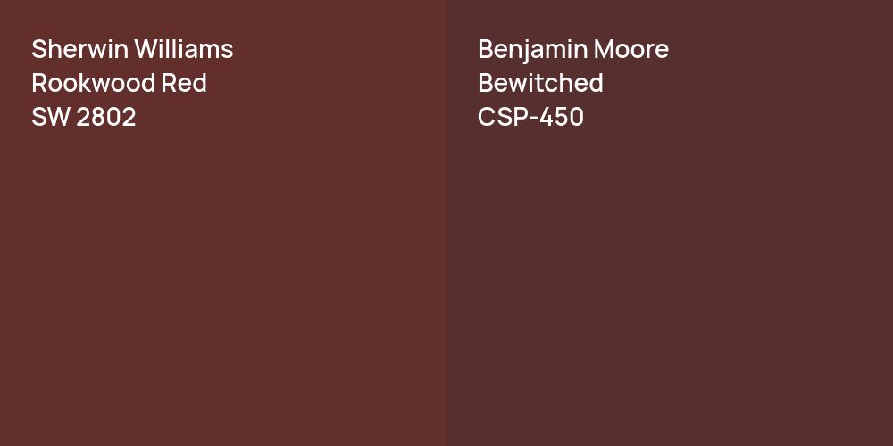 Sherwin Williams Rookwood Red vs. Benjamin Moore Bewitched