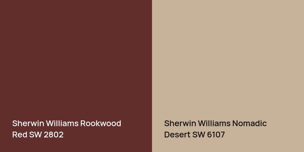 Sherwin Williams Rookwood Red vs. Sherwin Williams Nomadic Desert