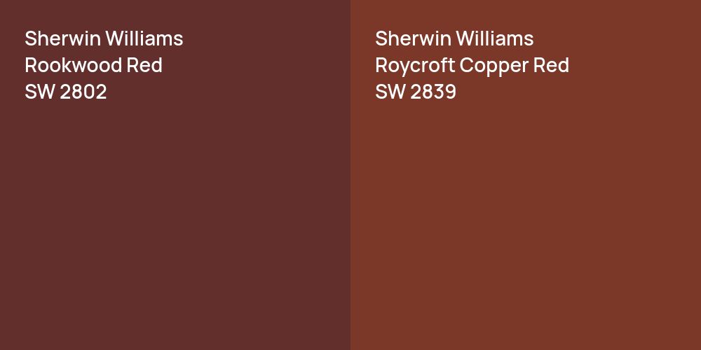 Sherwin Williams Rookwood Red vs. Sherwin Williams Roycroft Copper Red