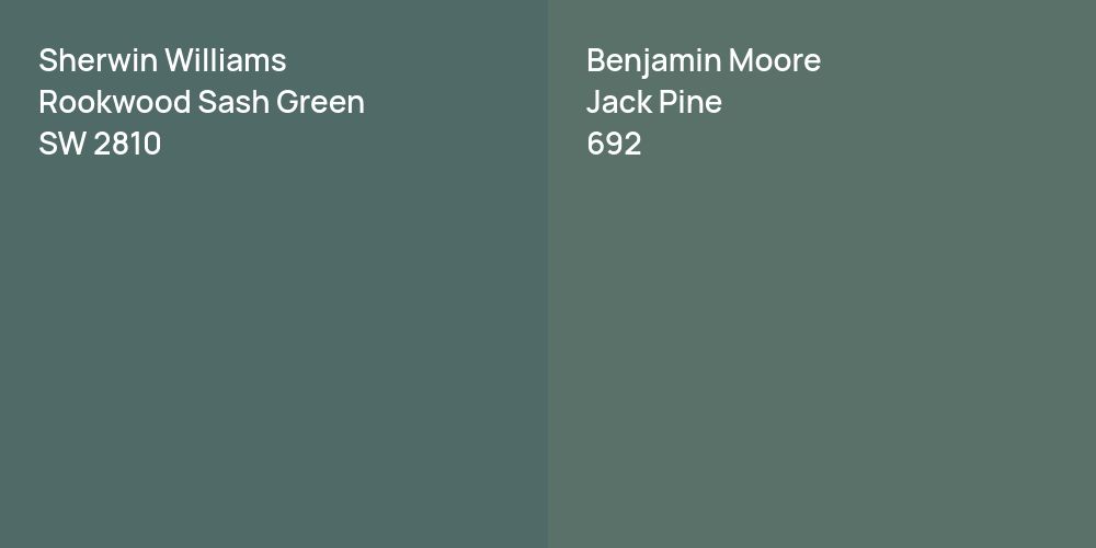 Sherwin Williams Rookwood Sash Green vs. Benjamin Moore Jack Pine